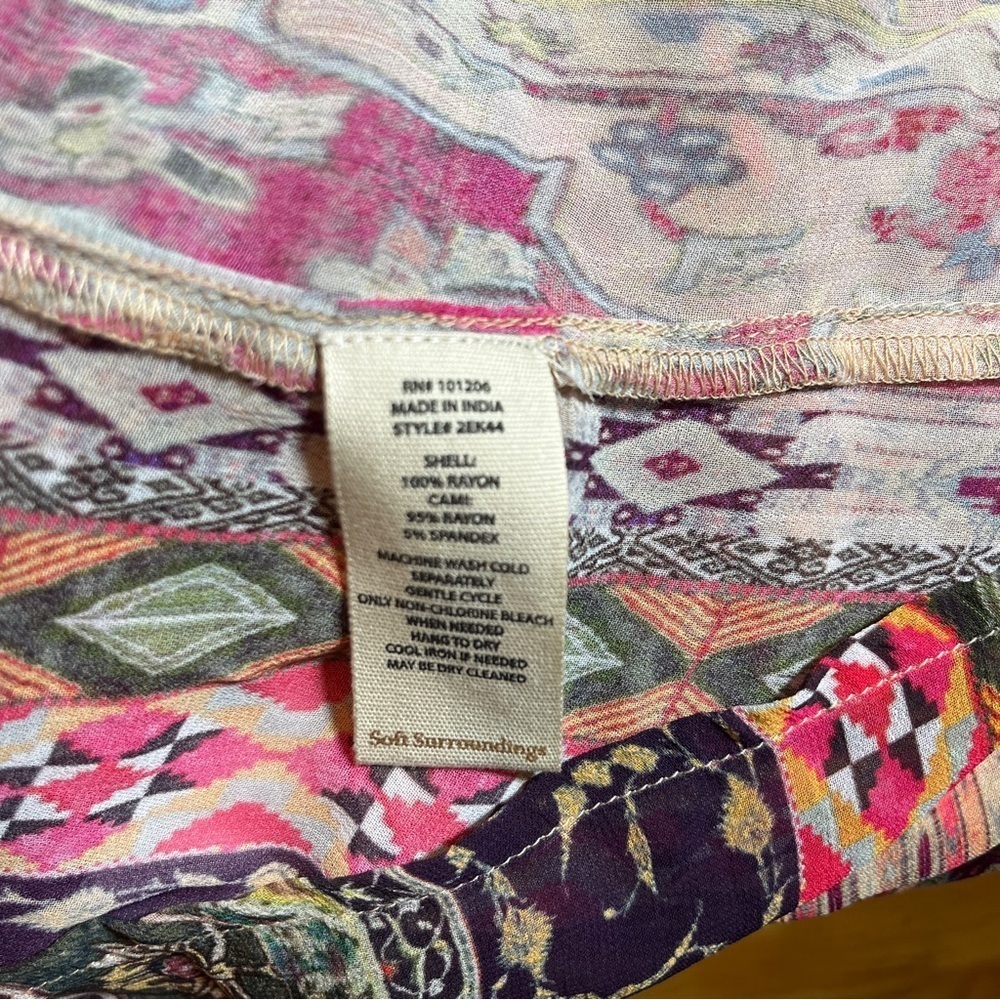 Soft Surroundings Southwest Boho Aztec Graphic Tunic Blouse Women's Medium - Picture 9 of 9